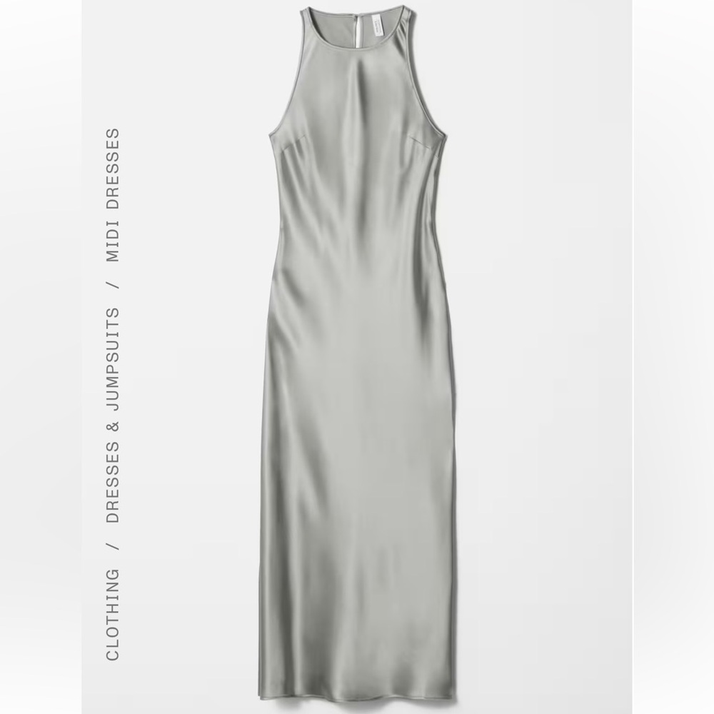 Sleeveless satin midi dress